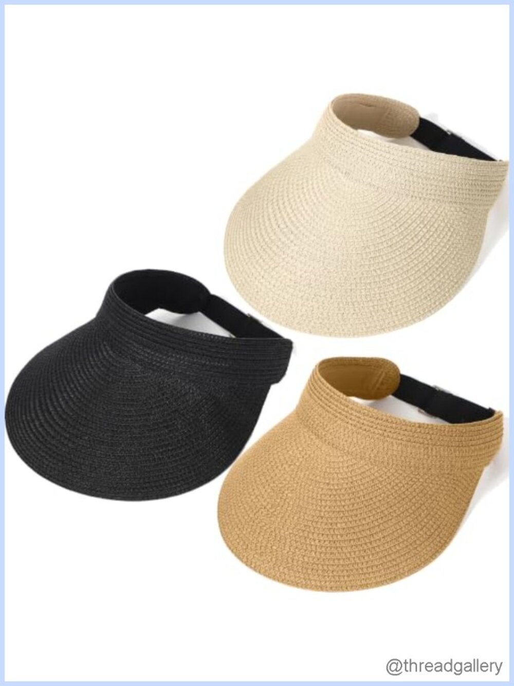 Women Straw Sun Visor Hat Wide Brim UPF 50+ Packable Adjustable